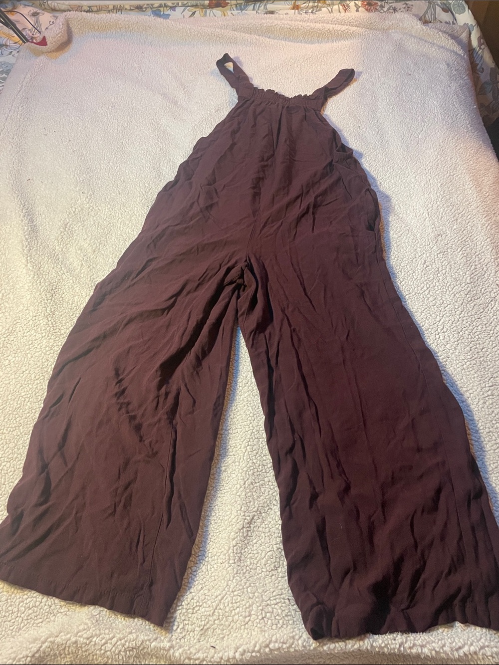 Boho wild fable Plum Wide-Leg Cropped Jumpsuit